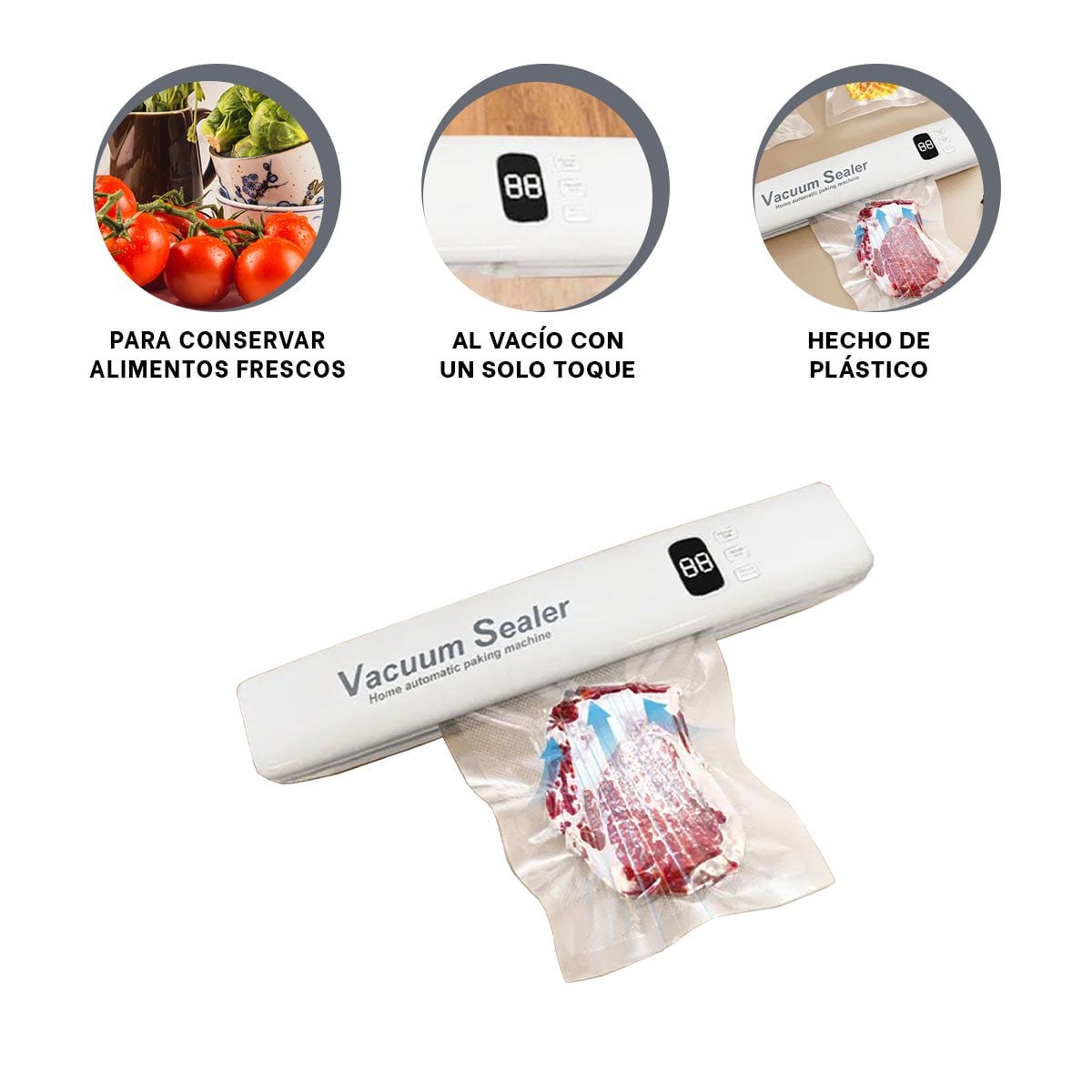 DISPOSITIVO ELECTRICO PARA SELLAR AL VACÍO COLOR BLANCO COMPACTO Y PRACTICO - 3