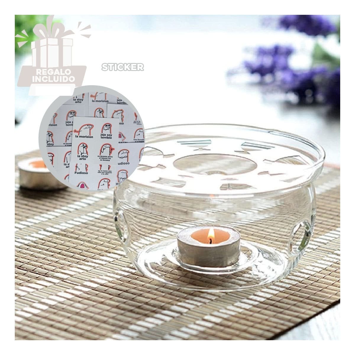SOPORTE DE COLOR TRANSPARENTE CON SUPERFICIE Y PLACA DE ACERO PARA TETERA Y+REGALO STICKER - 1