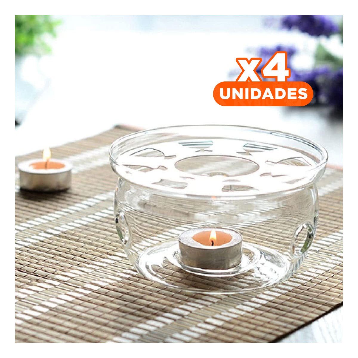 PACK4 PLATAFORMA CON PLACA DE ACERO EN ESTRUCTURA DE COLOR TRANSPARENTE PARA TETERA - 1