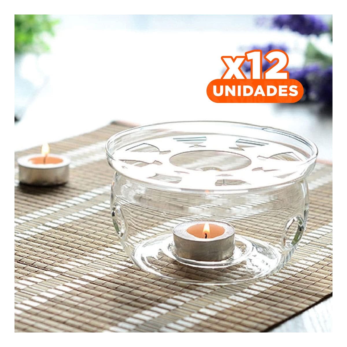 PACK12 PLATAFORMA DE COCINA DE COLOR TRANSPARENTE CON PLACA DE ACERO PARA TETERA - 1