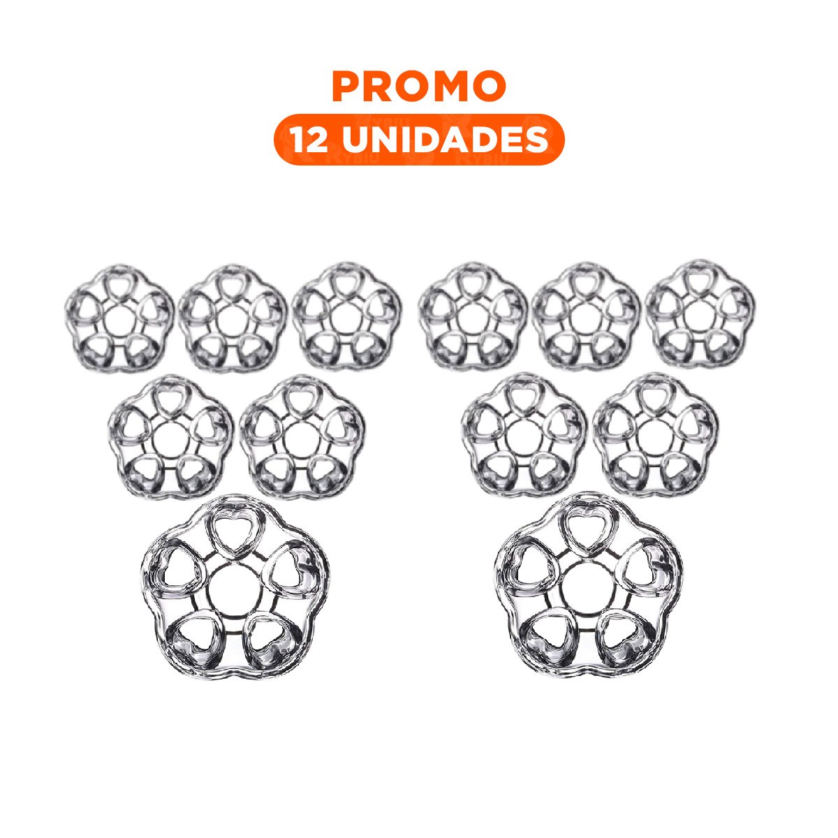 PACK12 BASE DE COLOR TRANSPARENTE CON ESTRUCTURA Y FORMA CORAZONES PARA TETERA Y+REGALO STICKER - 1