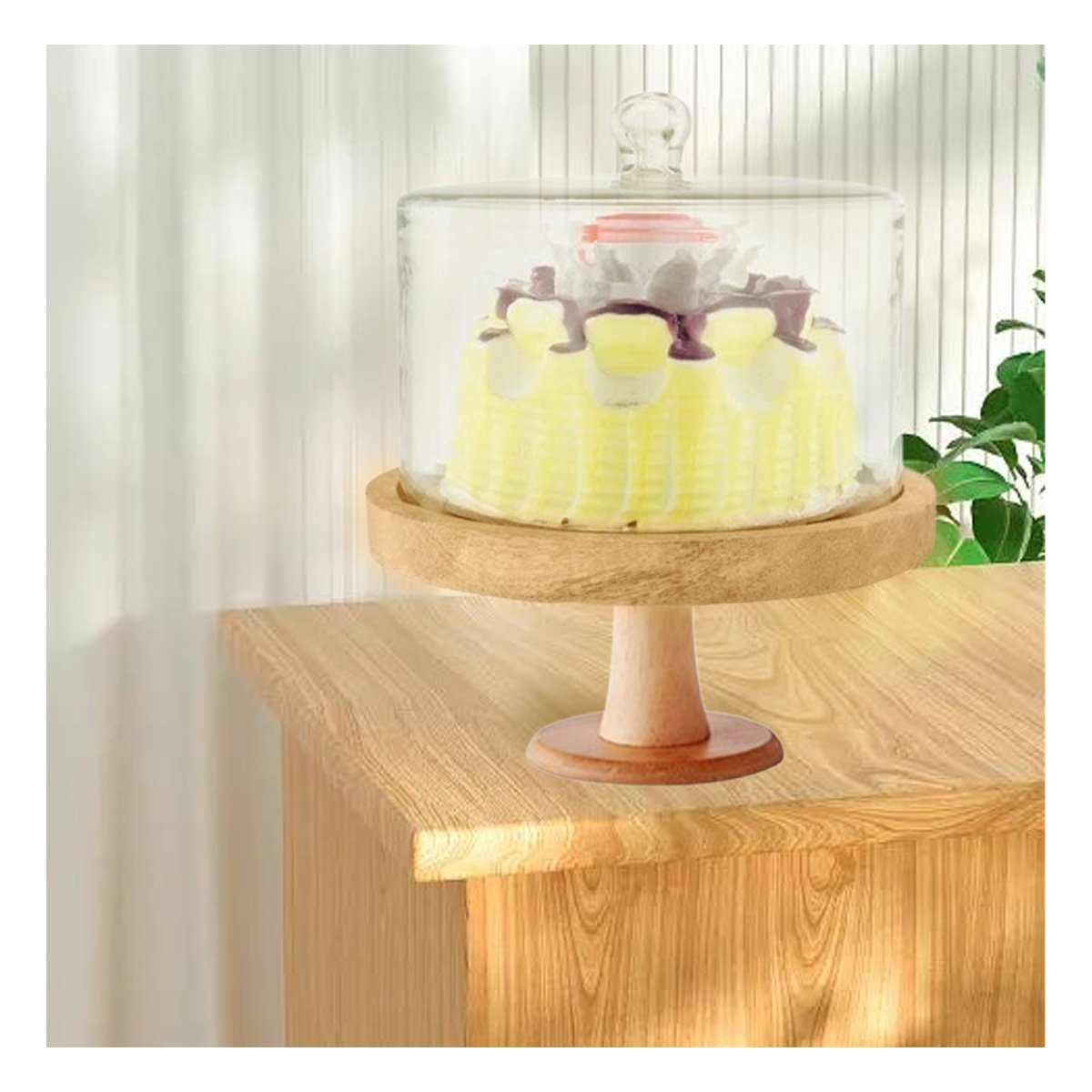 PACK2 STAND DE MADERA CON CUPULA DE VIDRIO 28CM PERFECTO PARA PRESENTAR POSTRES Y+PAPEL REGALO - 5
