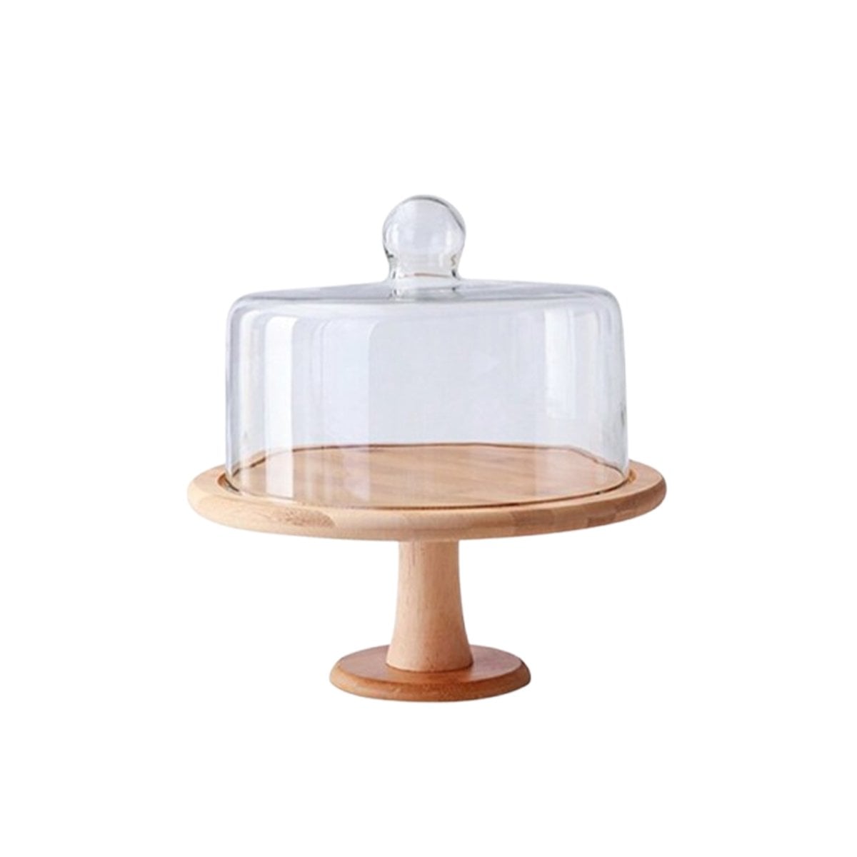 PACK2 STAND DE MADERA CON CUPULA DE VIDRIO 28CM VERSATIL PARA TARTAS Y+REGALO STICKER - 2