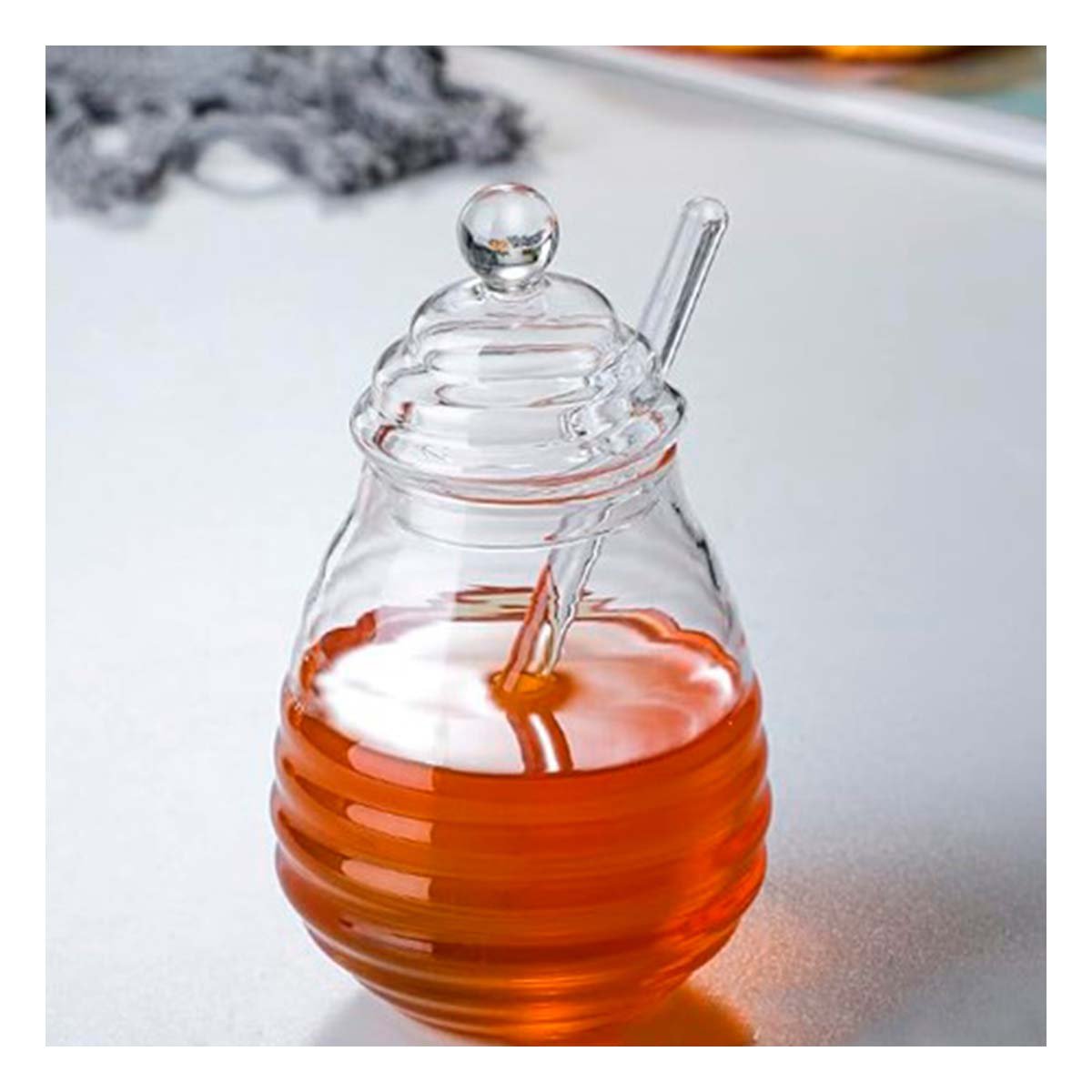 PACK12 CONTENEDOR EN VIDRIO TRANSPARENTE 450ML CON PALO DE MIEL Y+PAPEL REGALO - 5