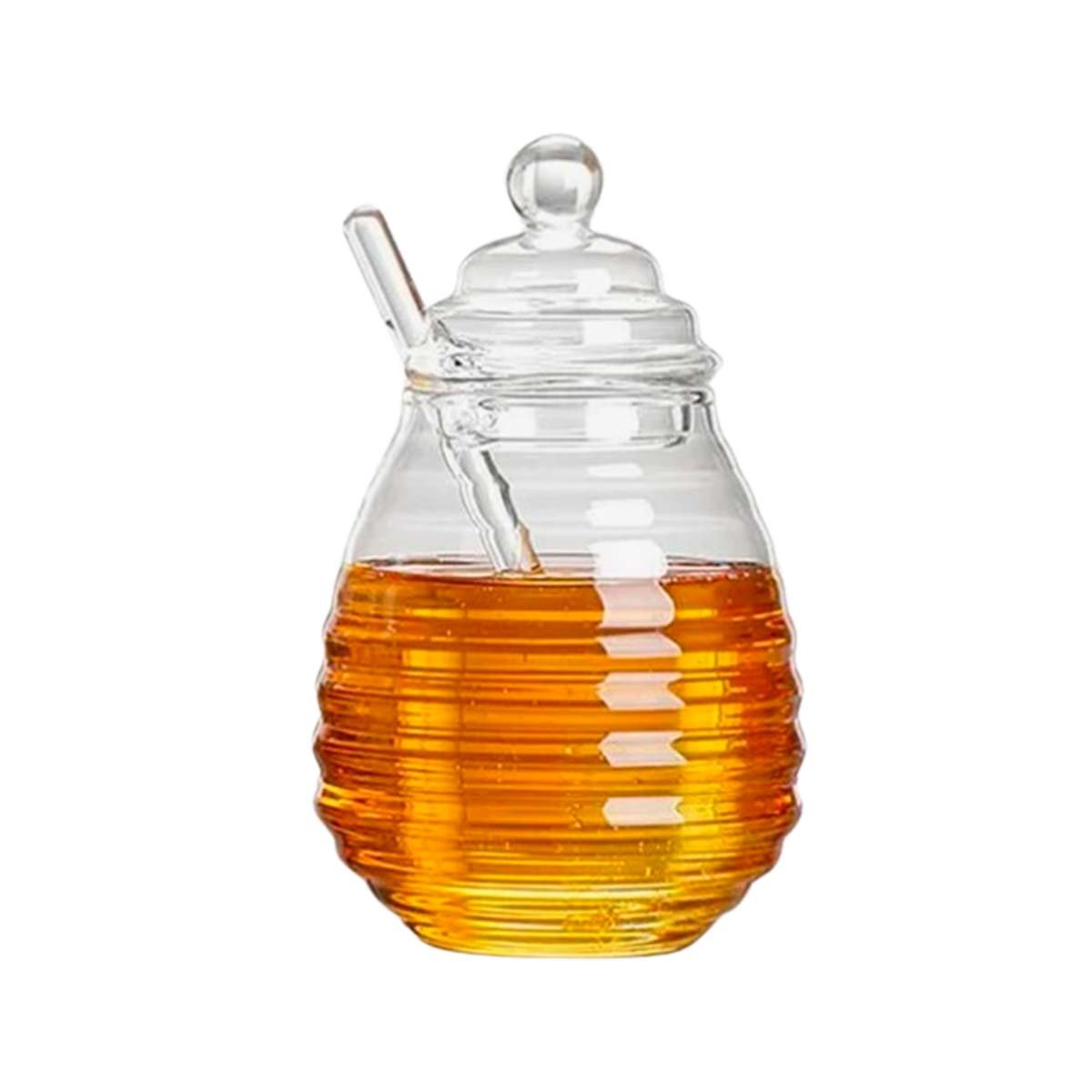 ENVASE CON PALO DE MIEL EN VIDRIO TRANSPARENTE 450ML PARA MESA Y+REGALO STICKER - 3