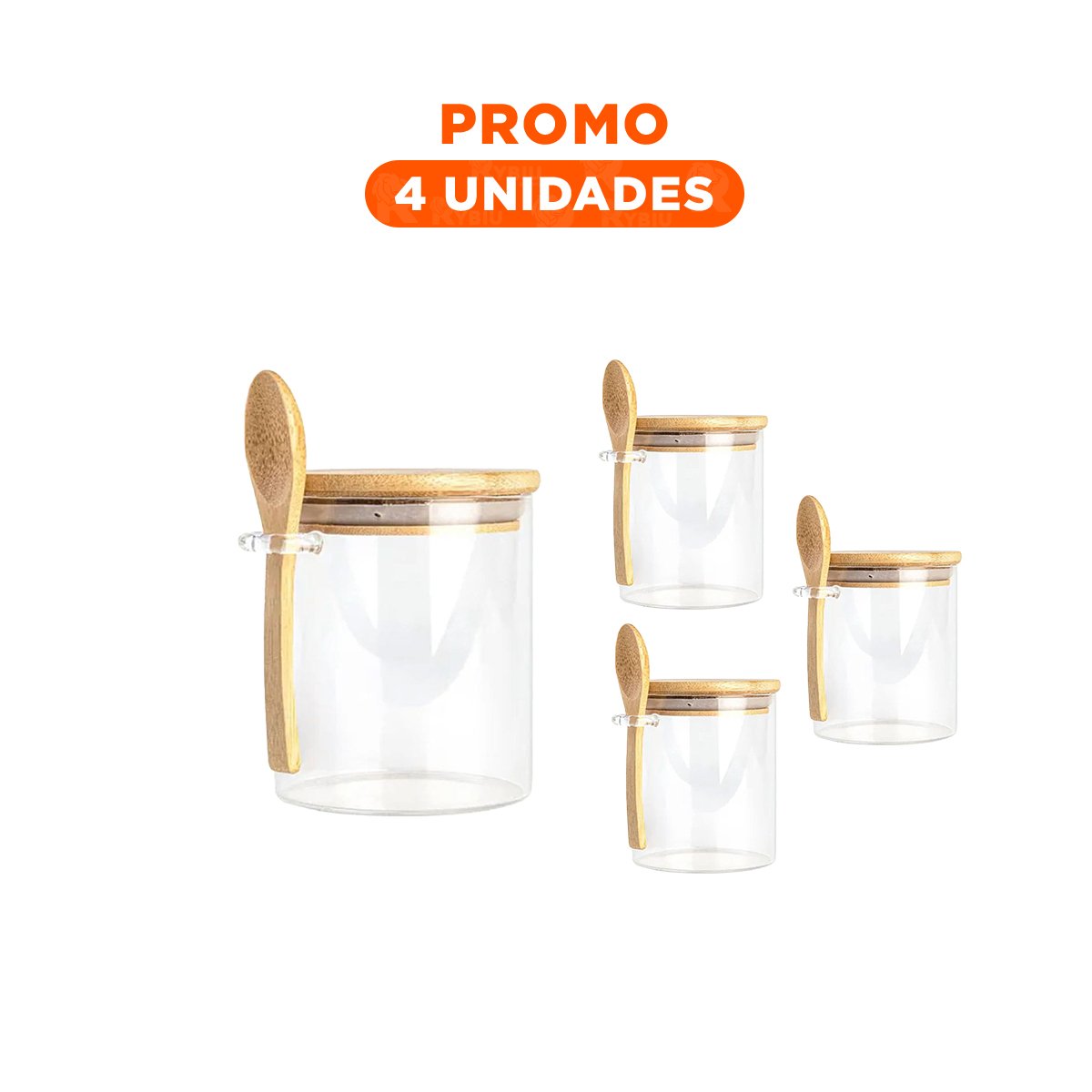 PACK4 CONTENEDOR TRANSPARENTE CON FORMATO DE MEDIDAS 10X11CM Y CUCHARA Y+REGALO STICKER - 1