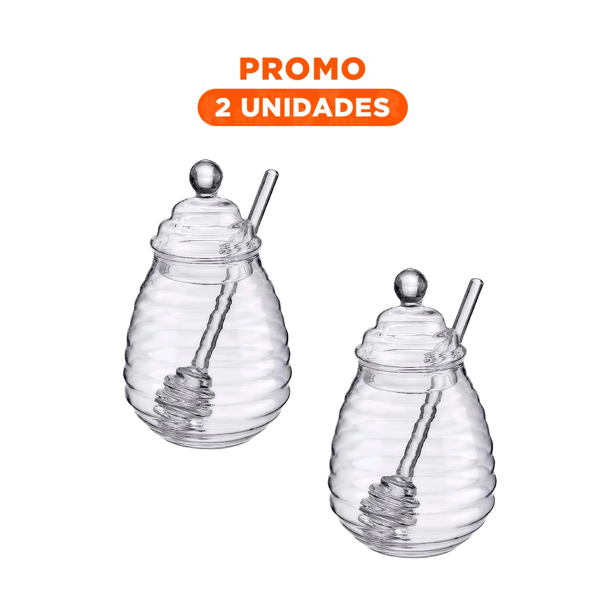PACK2 FRASCO TRANSPARENTE PARA COCINA CON PALO DE MIEL 450ML EN VIDRIO RESISTENTE - 1