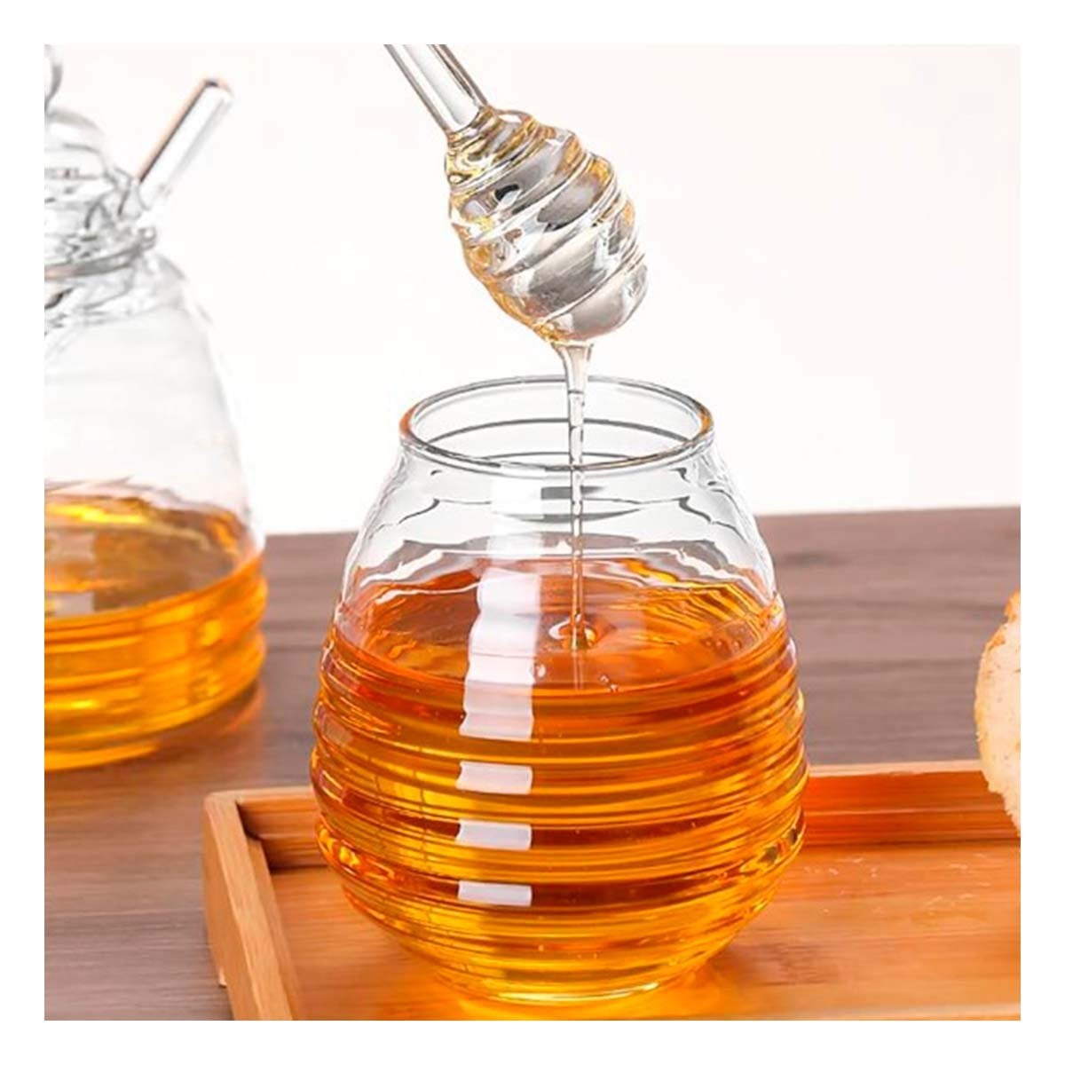 PACK2 FRASCO TRANSPARENTE PARA COCINA CON PALO DE MIEL 450ML EN VIDRIO RESISTENTE - 5