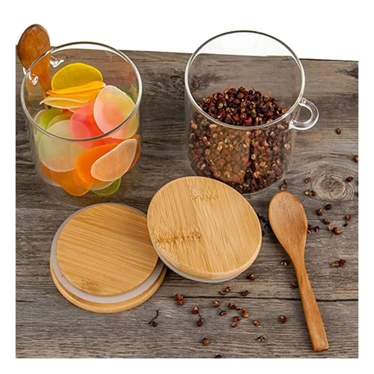 PACK6 CONTENEDOR DE COCINA DE MEDIDAS 10X11CM EN VIDRIO TRANSPARENTE CON TAPA - 5