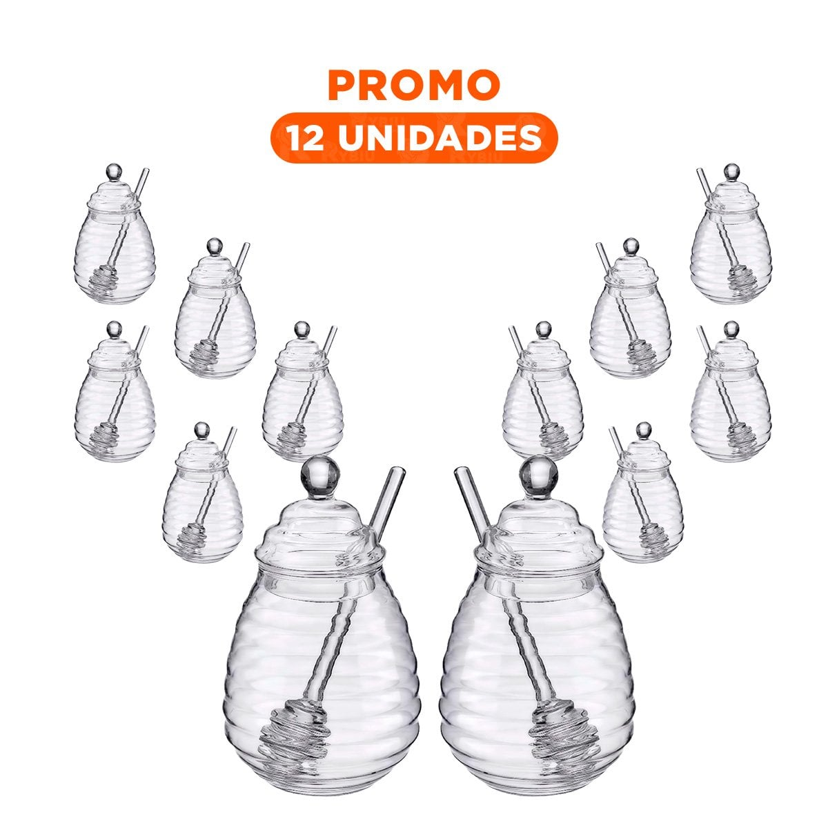 PACK12 CONTENEDOR PARA MESA EN VIDRIO 450ML CON PALO DE MIEL Y+REGALO STICKER - 1