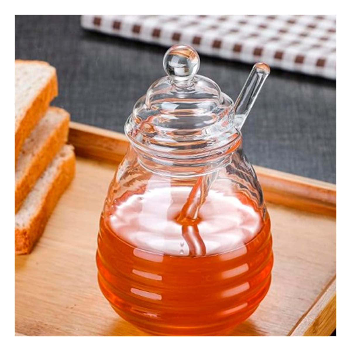 PACK12 CONTENEDOR PARA MESA EN VIDRIO 450ML CON PALO DE MIEL Y+REGALO STICKER - 3