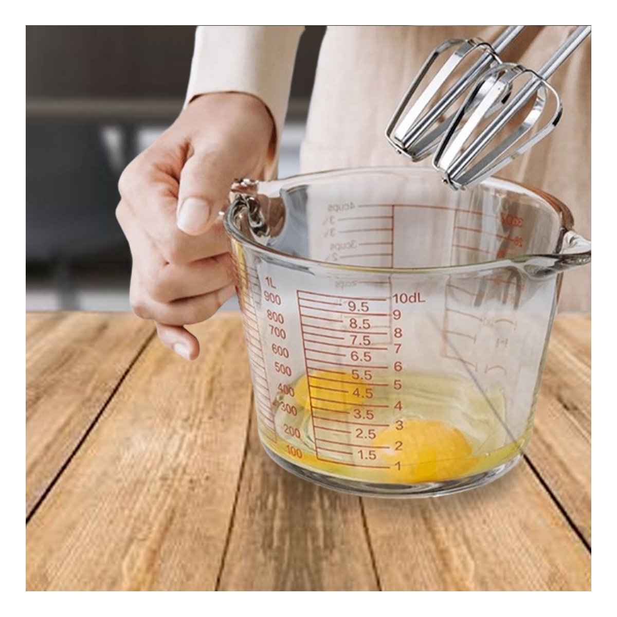 VASO MEDIDOR DE VIDRIO 1L TRANSPARENTE PERFECTO PARA MEDIR INGREDIENTES Y+REGALO STICKER - 2