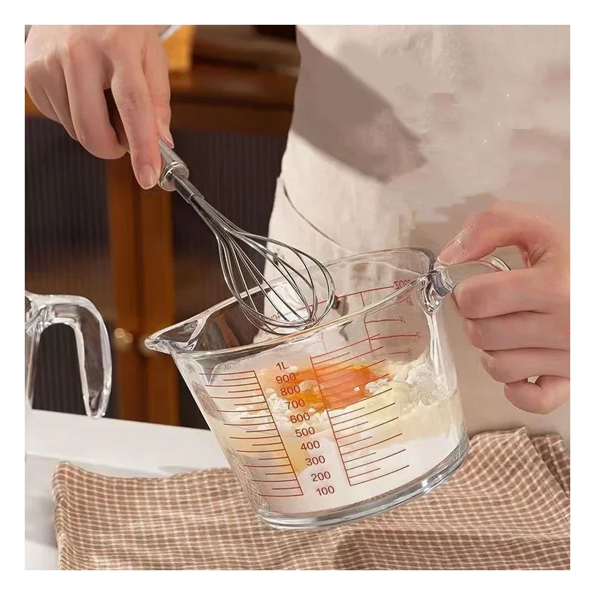 PACK4 JARRA MEDIDORA DE VIDRIO 1L VERSATIL PARA COCINA Y PREPARACION DE MEZCLAS - 3
