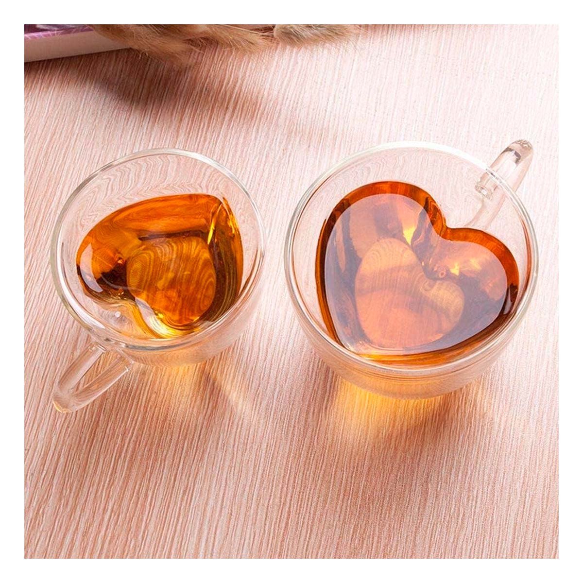 PACK4 TAZA PRESENTACION TRANSPARENTE DE 250ML VIDRIO CON FORMA DE CORAZON - 3