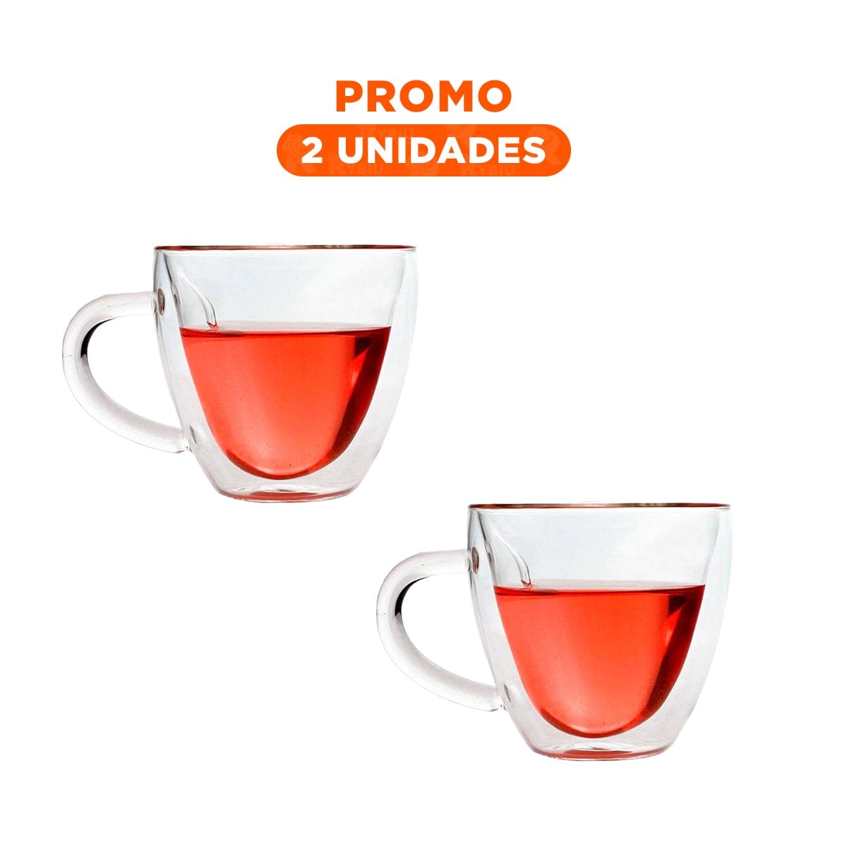 PACK2 TAZA CON FORMA DE CORAZON EN VIDRIO TRANSPARENTE CONTENIDO DE 250ML - 1