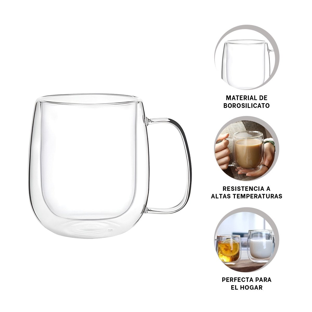 VASO DOBLE CAPA 443ML TRANSPARENTE PARA BEBIDAS FRIAS Y CALIENTES - 3