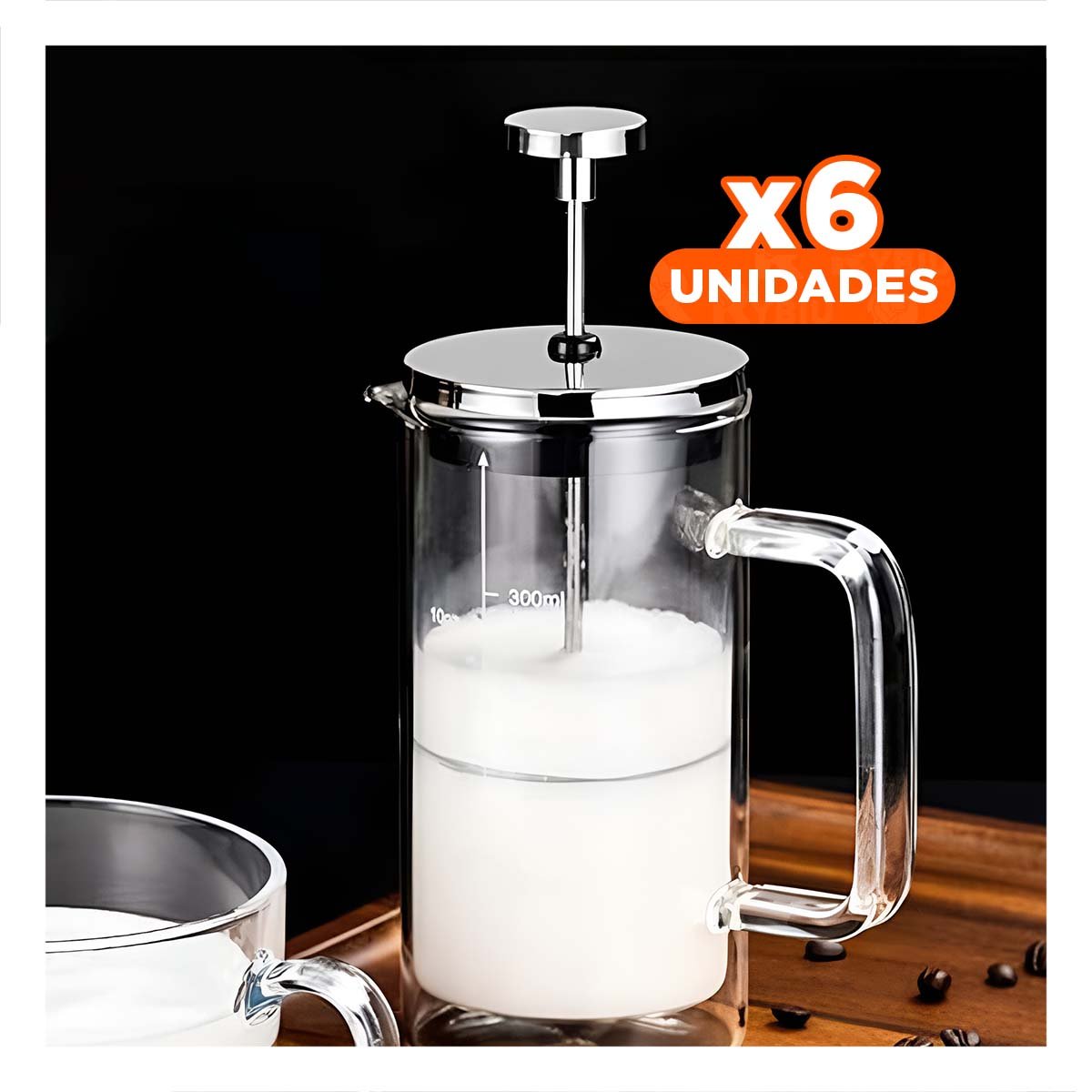 PACK6 INFUSOR 350ML RECTO TRANSPARENTE CON CUERPO EN BOROSILICATO Y ACERO Y+REGALO STICKER - 1