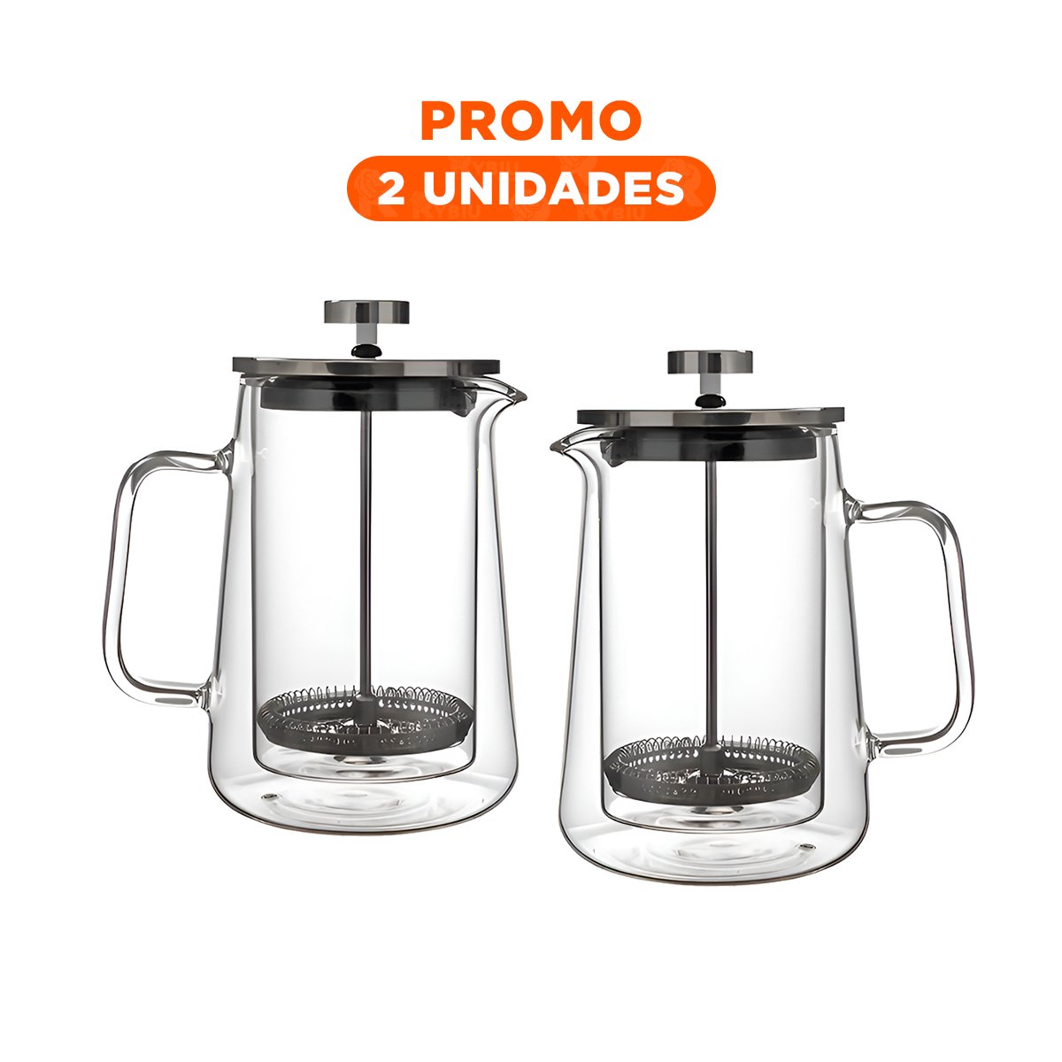 PACK2 PRENSA DE COLOR TRANSPARENTE 350ML PARA CAFE EN BOROSILICATO Y ACERO - 1