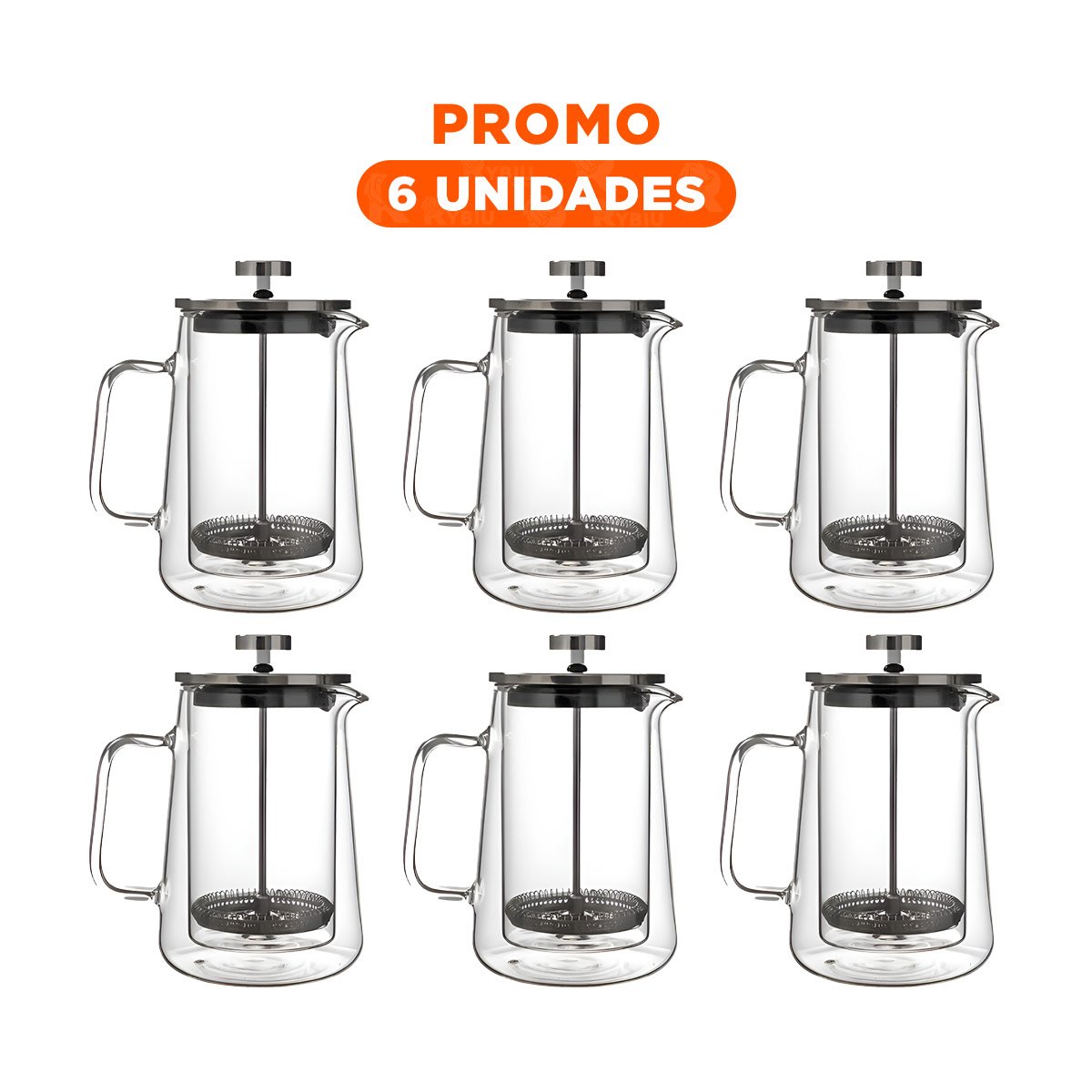 PACK6 INFUSOR 350ML DE BOROSILICATO Y ACERO CON ACABADO DE COLOR TRANSPARENTE - 1