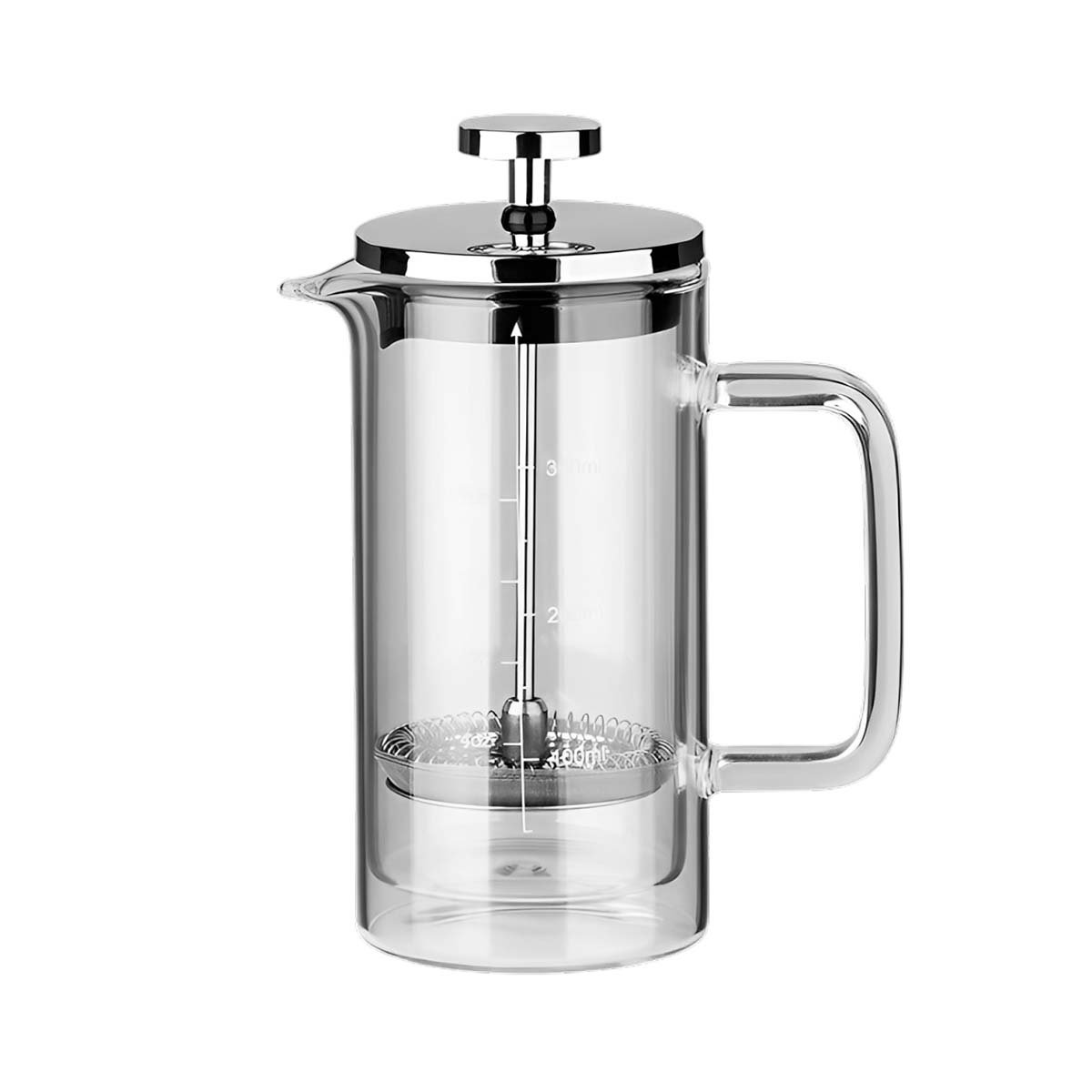 PACK2 PRENSA 350ML RECTO TRANSPARENTE CON SISTEMA EN BOROSILICATO Y ACERO Y+REGALO STICKER - 2