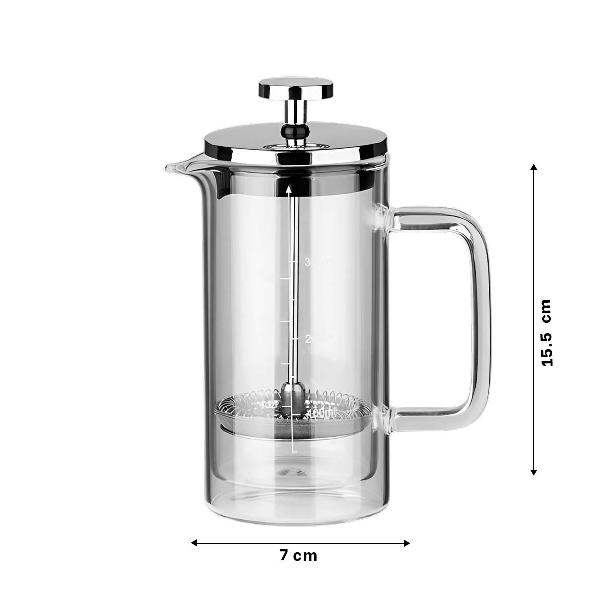 PACK2 PRENSA 350ML RECTO TRANSPARENTE CON SISTEMA EN BOROSILICATO Y ACERO Y+REGALO STICKER - 4