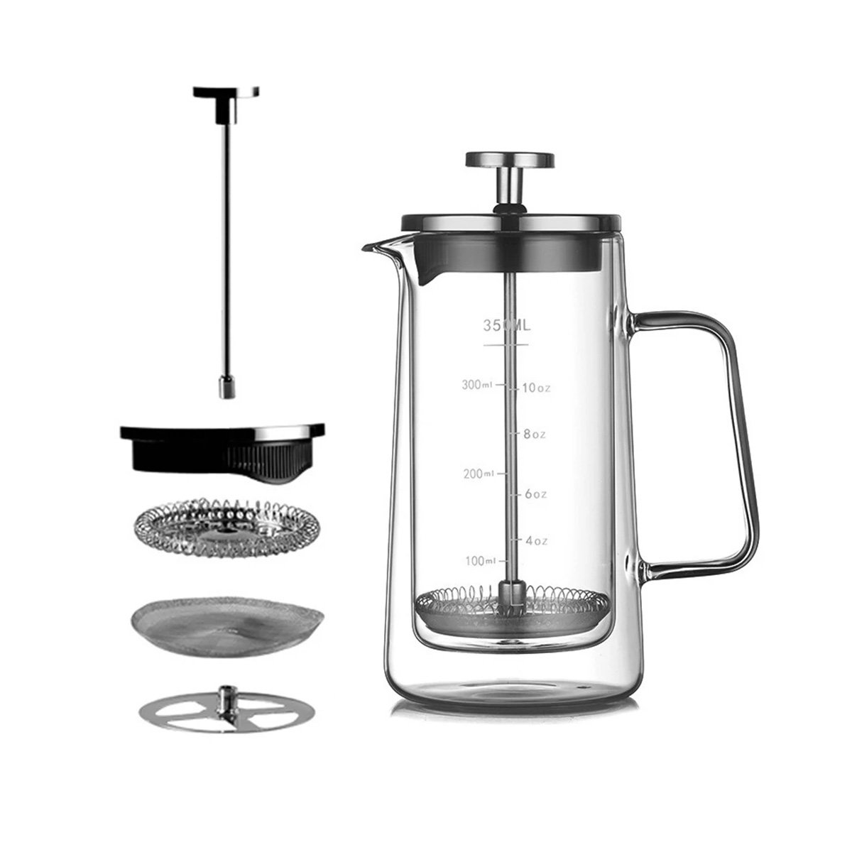 PACK6 INFUSOR 350ML DE COLOR TRANSPARENTE CON CUERPO EN BOROSILICATO Y ACERO Y+REGALO STICKER - 2