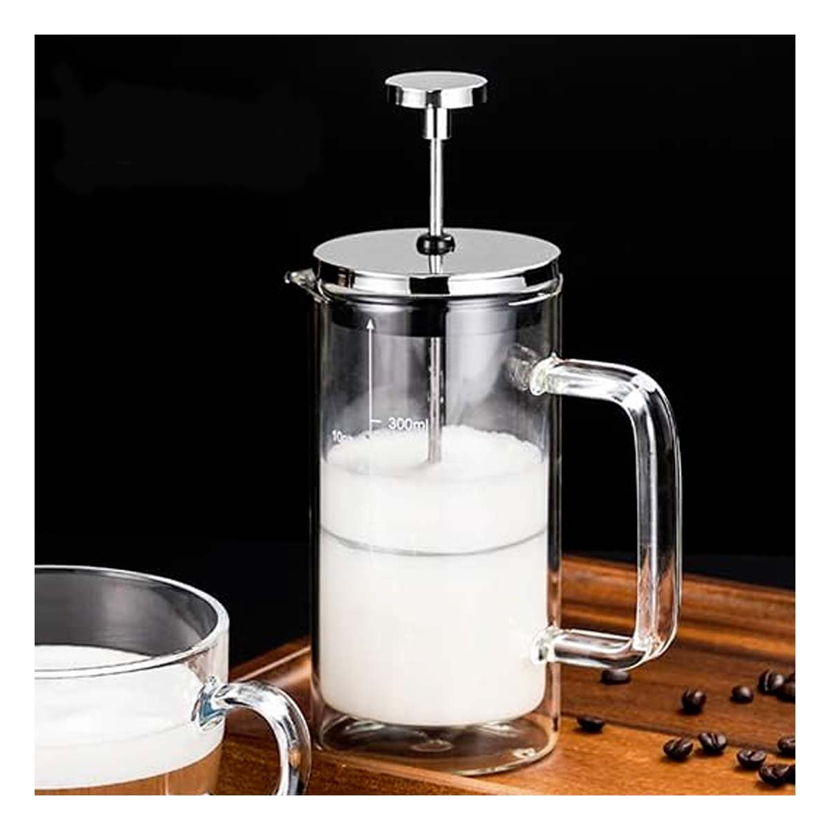 PACK2 PRENSA DE MESA 350ML RECTO COLOR TRANSPARENTE EN BOROSILICATO Y ACERO Y+PAPEL REGALO - 2