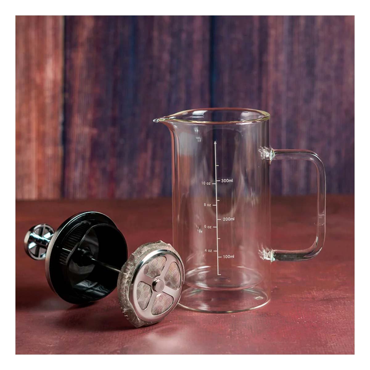 CAFETERA RECTO COLOR TRANSPARENTE 350ML PARA COCINA EN BOROSILICATO Y ACERO Y+REGALO STICKER - 5