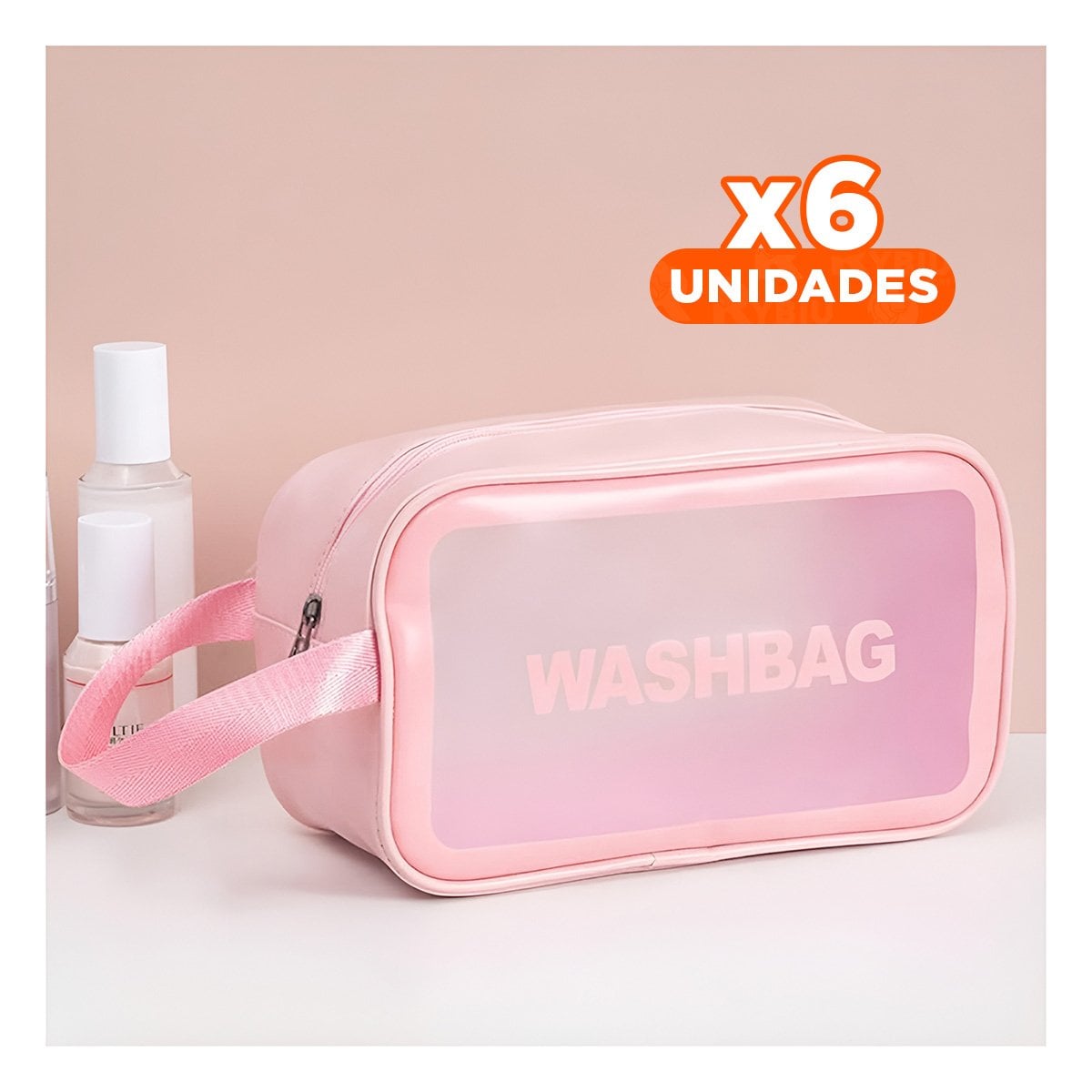 PACK6 NECESER MINIMALISTA 22X13X7CM DE COLOR ROSADO RECTANGULAR Y+REGALO STICKER - 1