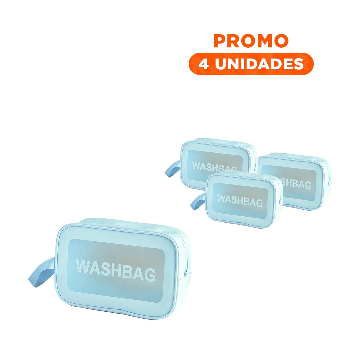 PACK4 ESTUCHE DE ASEO 22X13X7CM DE COLOR CELESTE RECTANGULAR Y+REGALO STICKER - 1