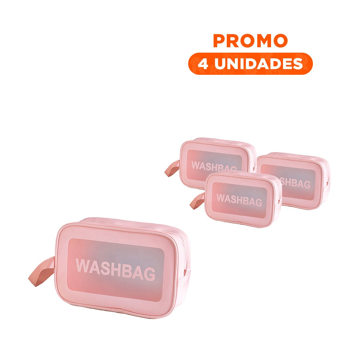 PACK4 ESTUCHE DE ASEO 22X13X7CM DE COLOR ROSADO RECTANGULAR Y+REGALO STICKER - 1