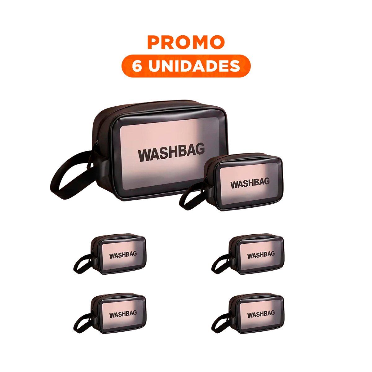 PACK6 BOLSO DE ASEO PERSONAL 22X13X7CM DE COLOR NEGRO - 1
