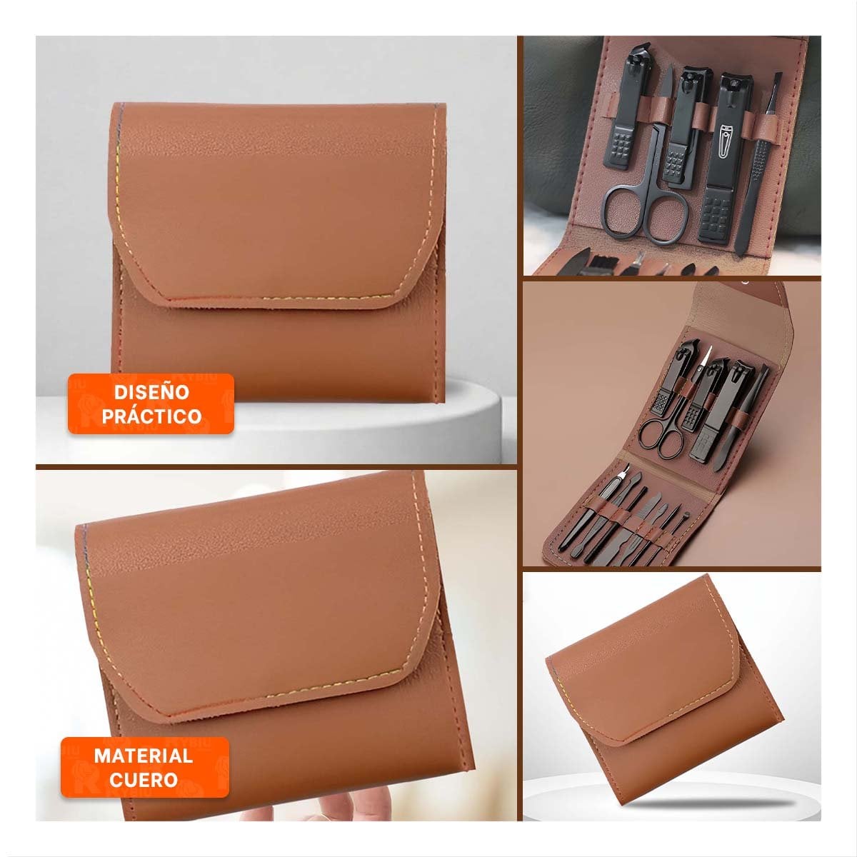 KIT 12 PIEZAS MANICURE Y PEDICURE MARRON COMPLETO Y FUNCIONAL PARA DEDOS Y PIES - 5