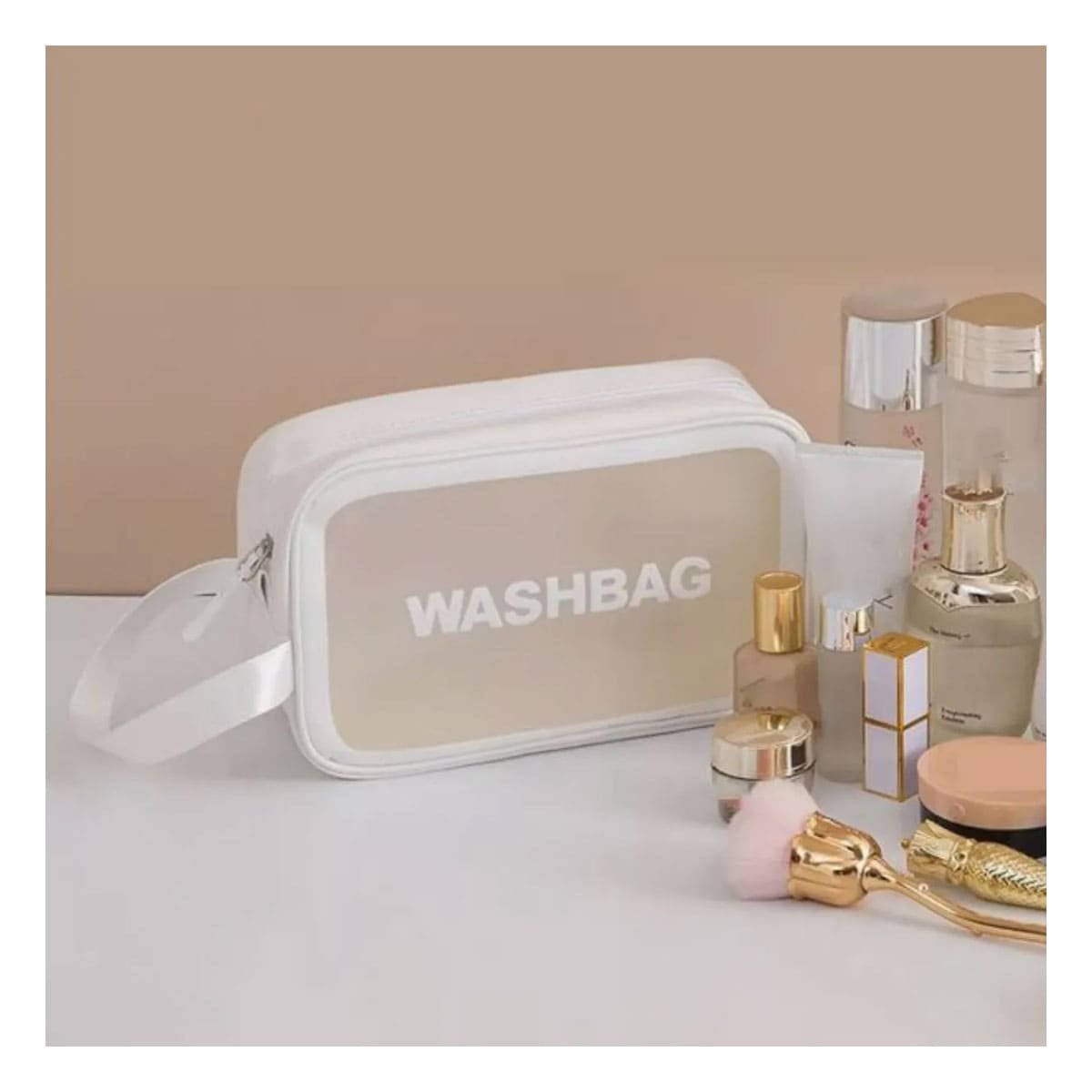 BOLSO COMPACTO 22X13X7CM DE COLOR BLANCO PARA VIAJE Y+PAPEL REGALO - 5