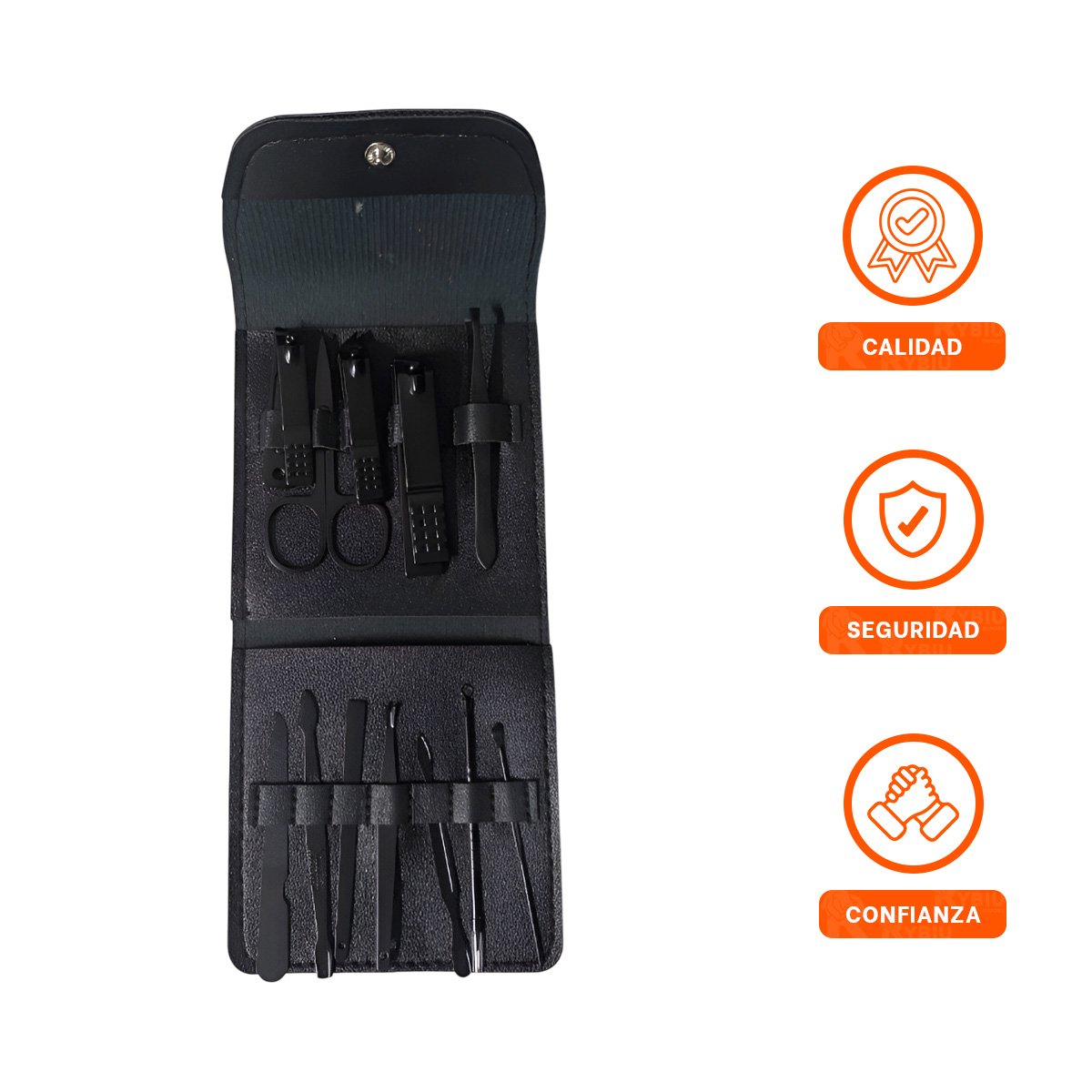 KIT 12 PIEZAS MANICURE Y PEDICURE NEGRO COMPLETO Y FUNCIONAL PARA UÑAS Y PIES - 3