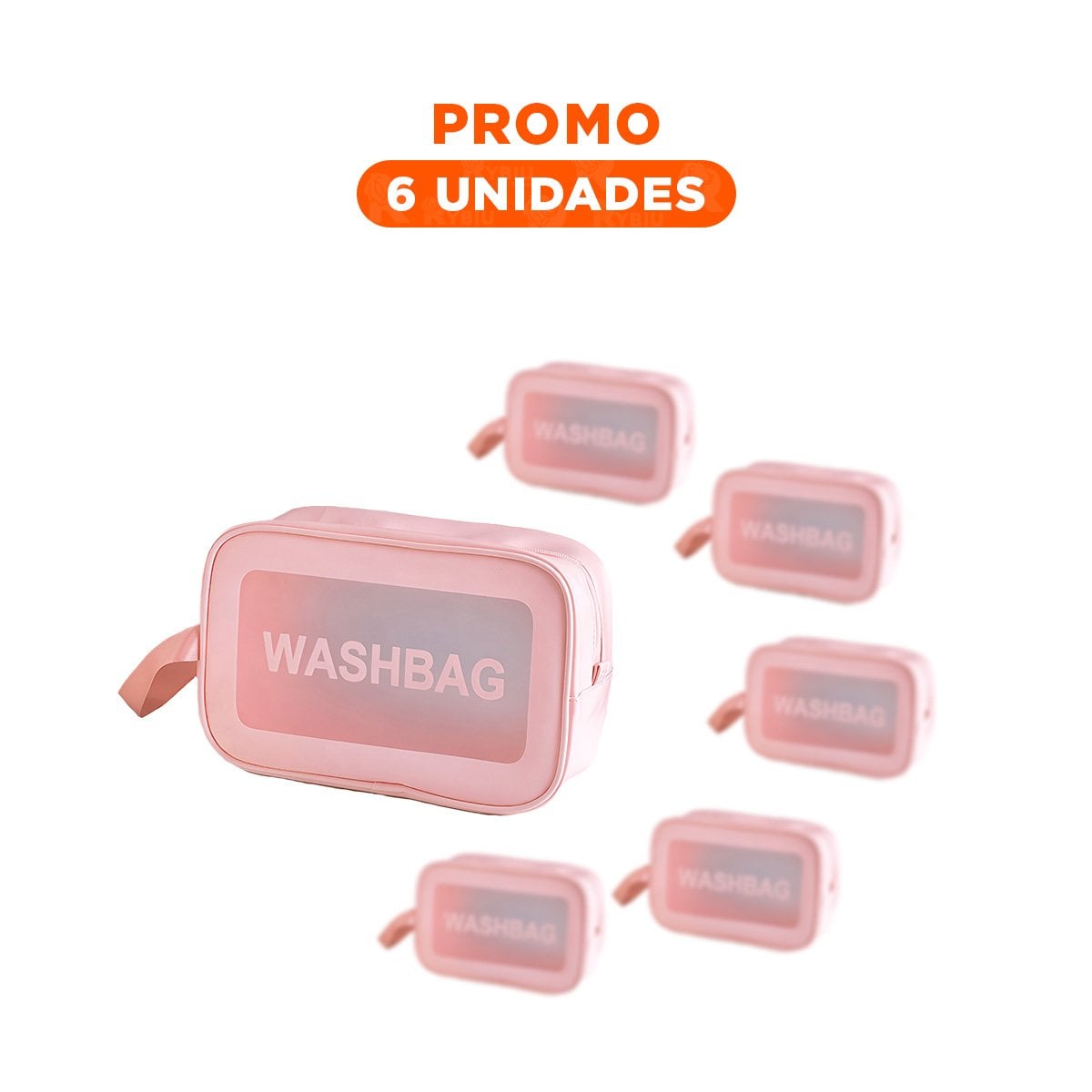 PACK6 BOLSO DE ASEO PERSONAL 22X13X7CM DE COLOR ROSADO - 1
