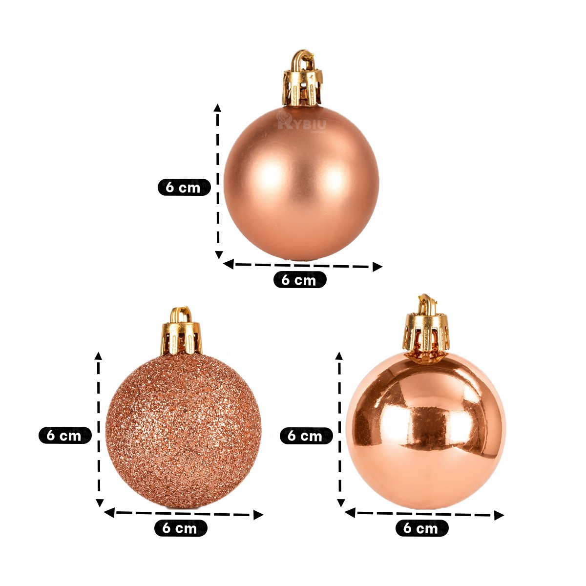 PACK4 PIEZAS FESTIVAS DE DECORACION NAVIDENA BOLAS ORO ROSA PARA ARBOL - 3