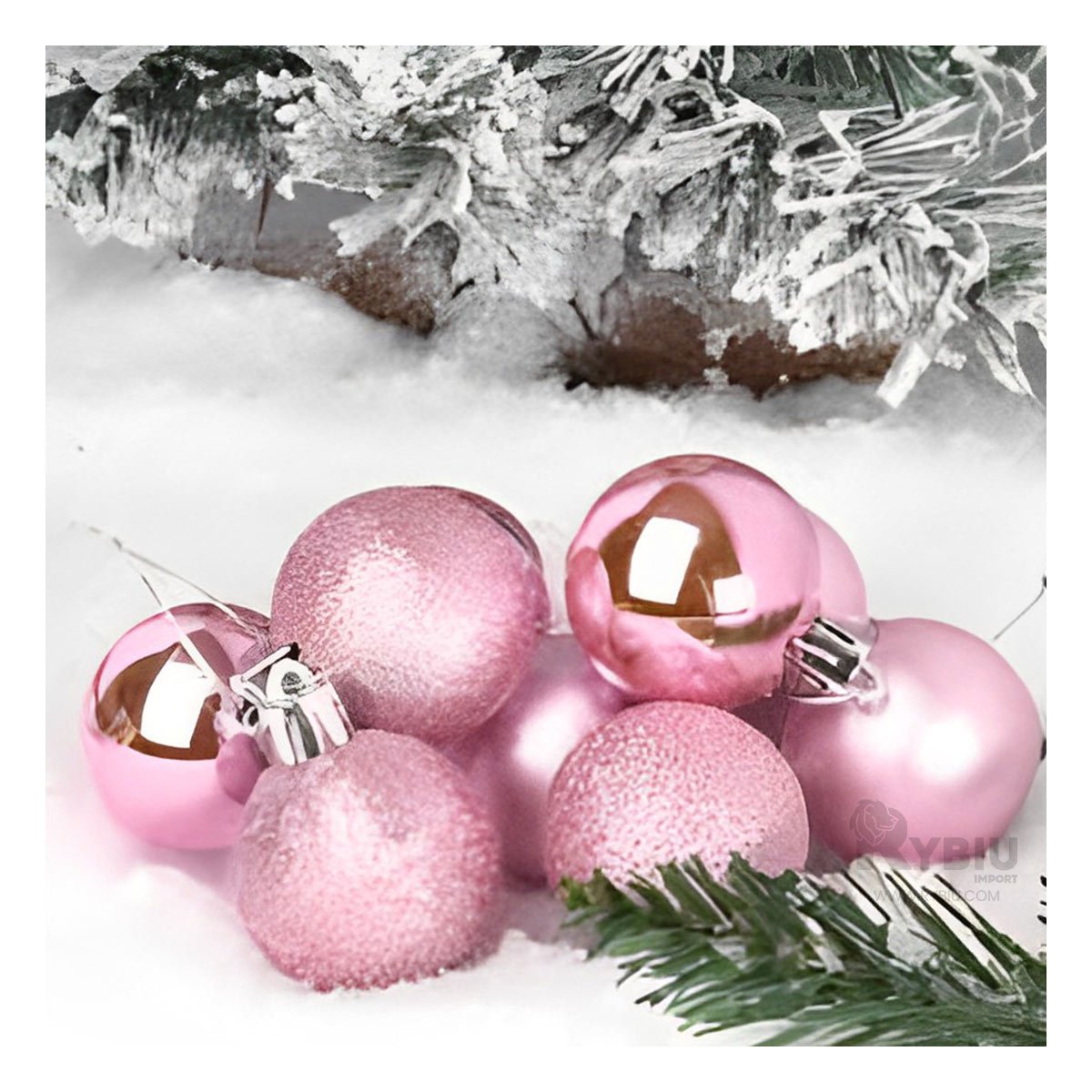 PACK2 PIEZAS DECORATIVAS DE NAVIDAD BOLAS ORO ROSA CON 3 DISENOS BRILLANTE ESCARCHADO Y MATE - 5