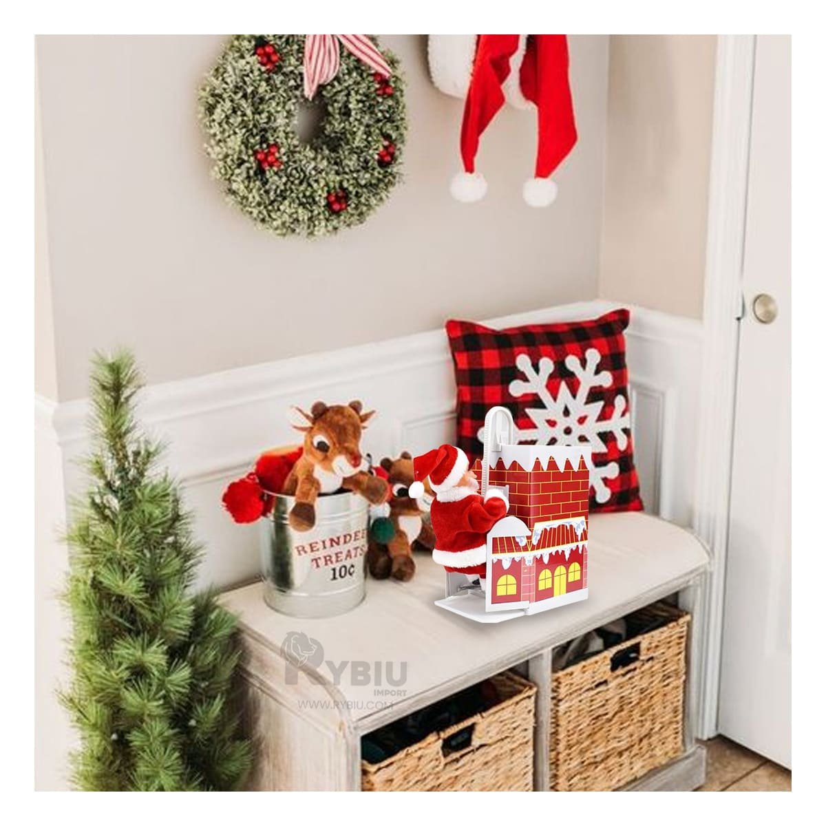 PACK2 MUNECO 22 CM SUBE Y BAJA EN CHIMENEA PAPA NOEL PARA SALON - 3