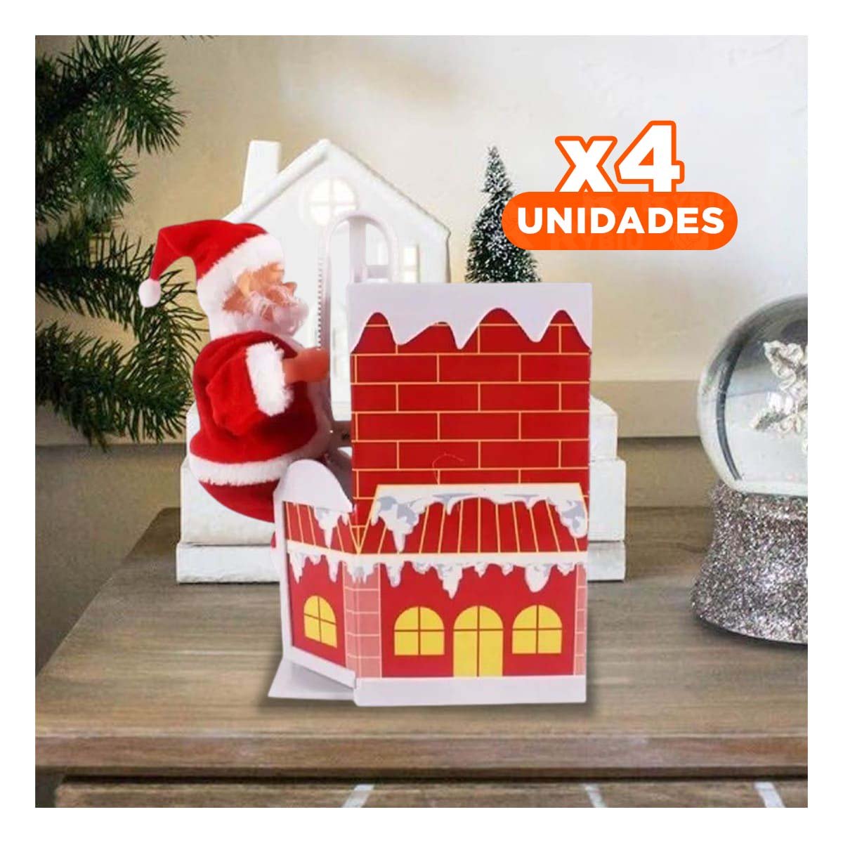 PACK4 FIGURA 22 CM PAPA NOEL SUBE Y BAJA EN CHIMENEA PARA SALA - 1