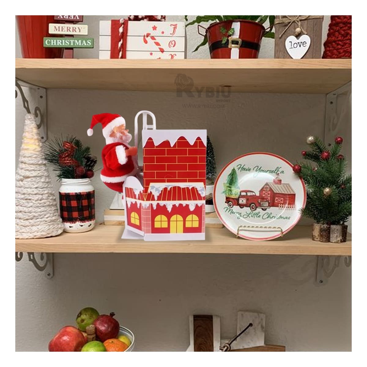 PACK4 FIGURA 22 CM PAPA NOEL SUBE Y BAJA EN CHIMENEA PARA SALA - 2