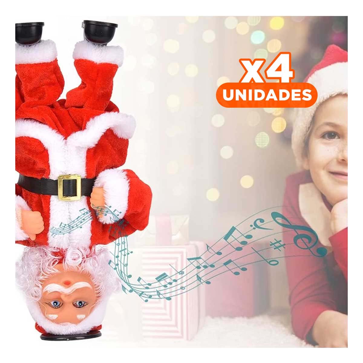 PACK4 FIGURA 27 CM PAPA NOEL DE CABEZA GIRATORIO ROJO EN REPISA - 1