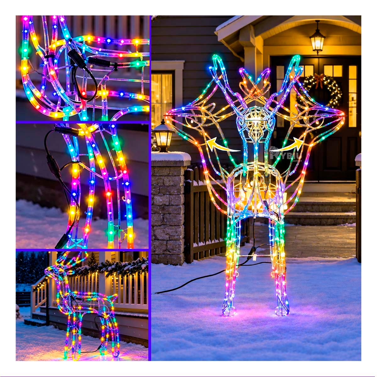PACK2 RENO NAVIDEÑO CON LUCES LED90CM MULTICOLOR - 4