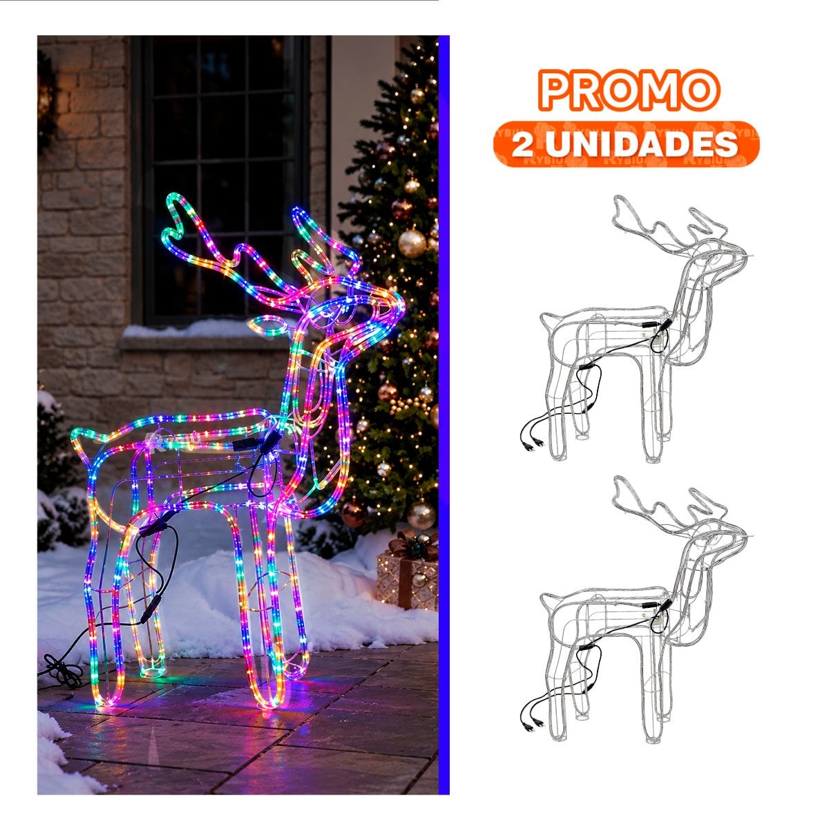 PACK2 RENO NAVIDEÑO CON LUCES LED105CM MULTICOLOR - 1