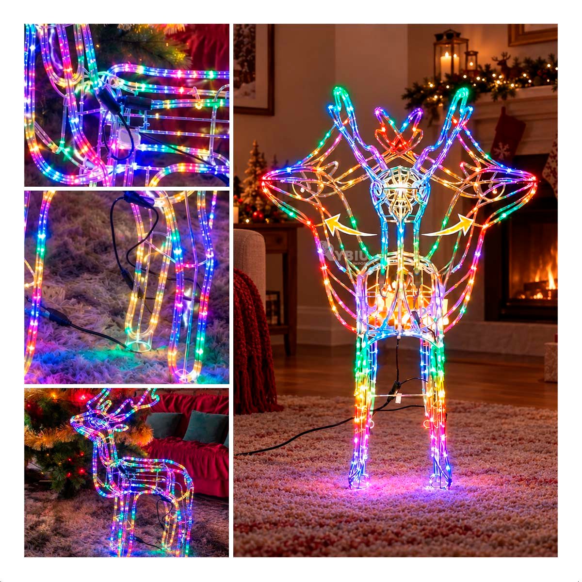 PACK2 RENO NAVIDEÑO CON LUCES LED105CM MULTICOLOR - 4