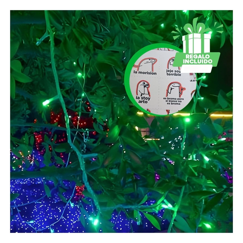 PACK4 FOCOS DECORATIVAS CON 100 LED LINEALES FESTIVAS EN VERDE Y+REGALO ...