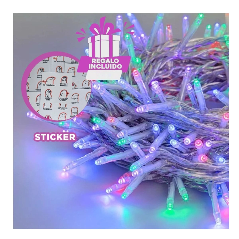 PACK2 FOCOS LED CON 23 METROS PARA FIESTAS EN MULTICOLOR Y+REGALO STICKER