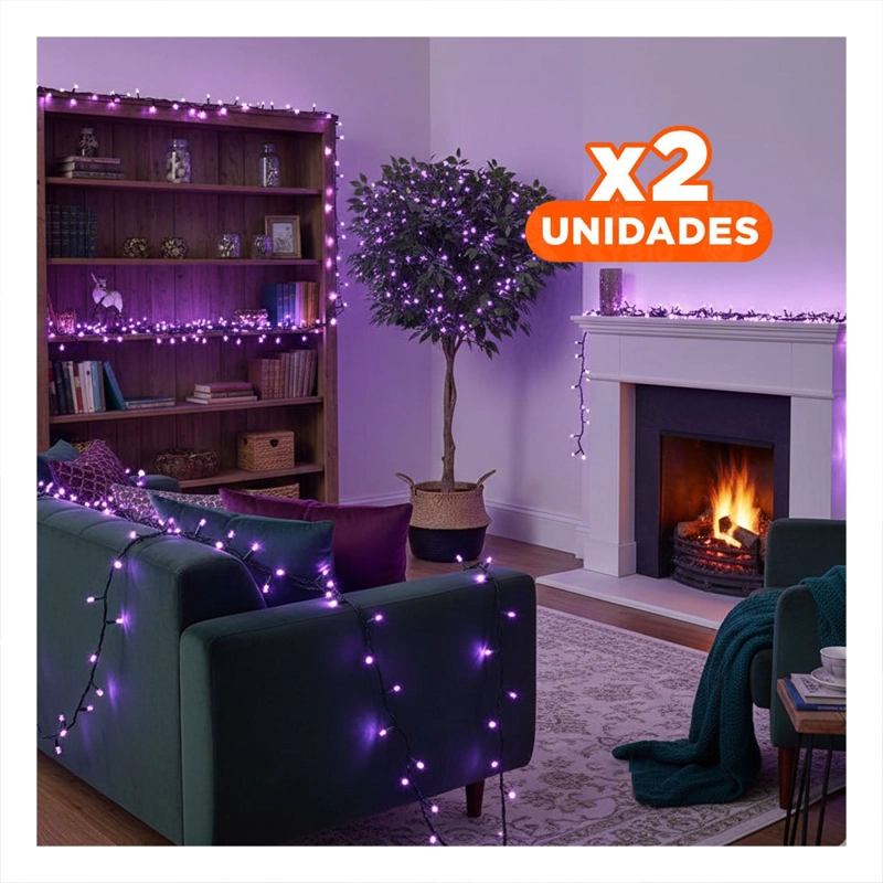 PACK2 FOCOS CON CABLE VERDE DE 23 METROS PARA EL HOGAR EN LILA Y+REGALO ...
