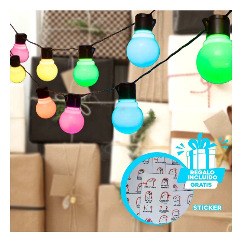 PACK12 FOCOS LINEAL BOMBILLA PEQUENA MULTICOLOR CON 20 FOCOS Y CABLE ...