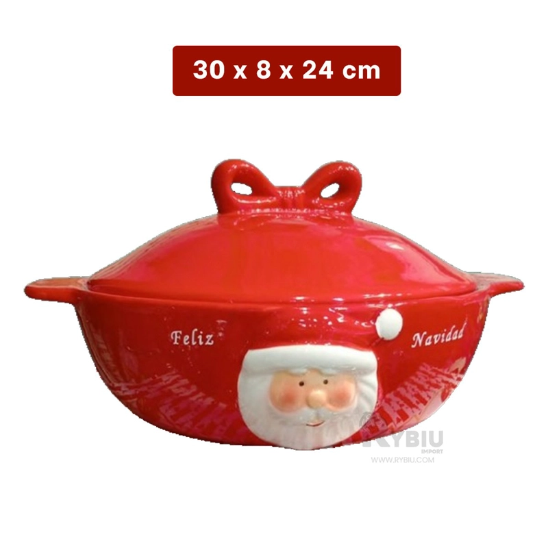 PACK2 BOWL DE NAVIDAD CON TAPA DE PAPANOEL PARA CHOCOLATES Y FRUTAS ROJO Y+REGALO STICKER - 4